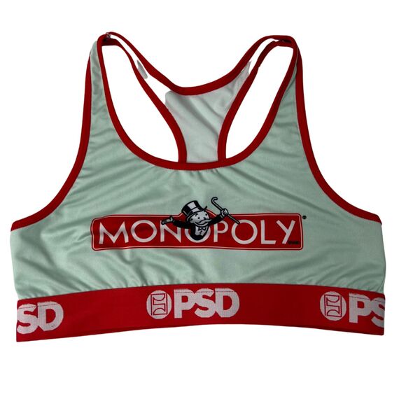 WHERE PSD Monopoly Game Novelty Print Sports Bra Size Large - Picture 1 of 4